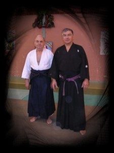 Maître Jacques Jean Quéro, "Shi-Han" de JuJitsu Traditionnel, Professeur diplômé d'Etat 2ème degré et du Japon, et Monsieur André Touchet, "Sho-Mokuroku".